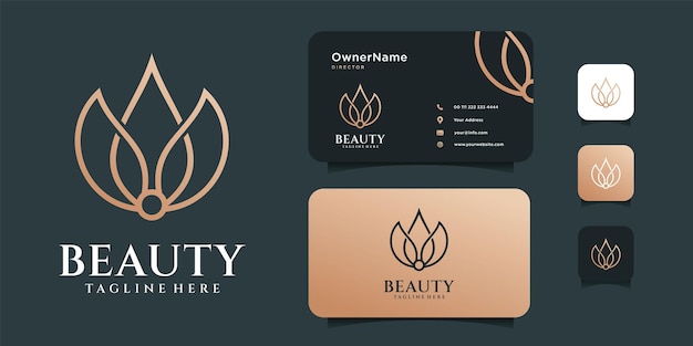 Vector de logo de loto de belleza con plantilla de tarjeta de visita.