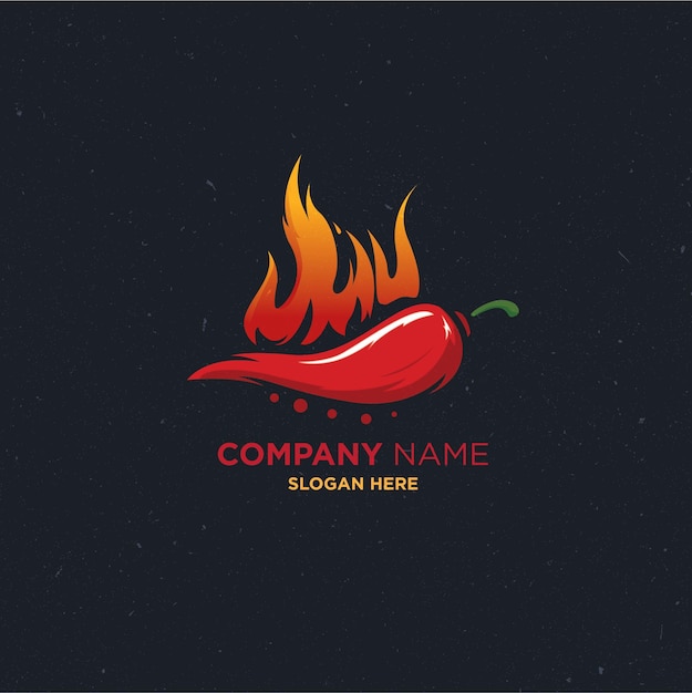 VECTOR LOGO PREMIUM HOT CHILI COLOR FONDO NEGRO PARA SU EMPRESA