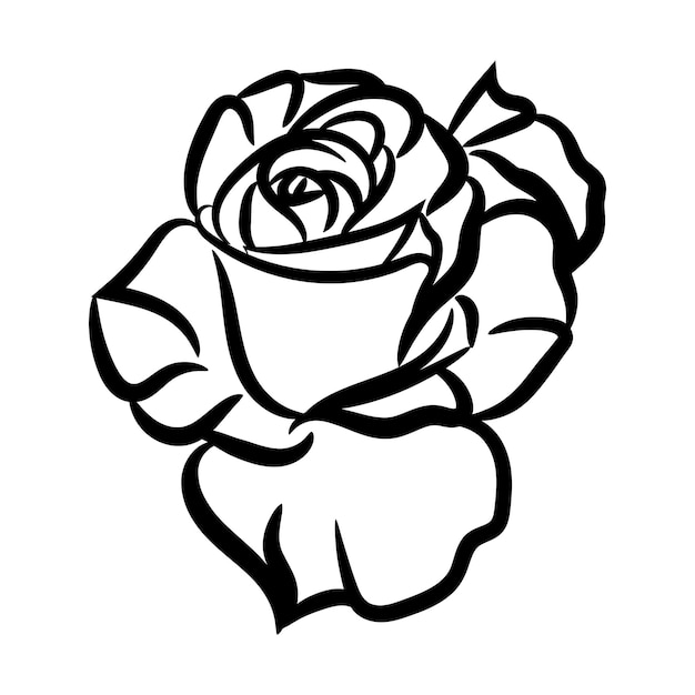 Vector logo rosa línea arte ilustración plana icono flor