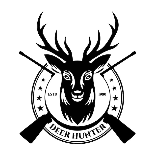 Vector logo vintage ciervo cazador estrella