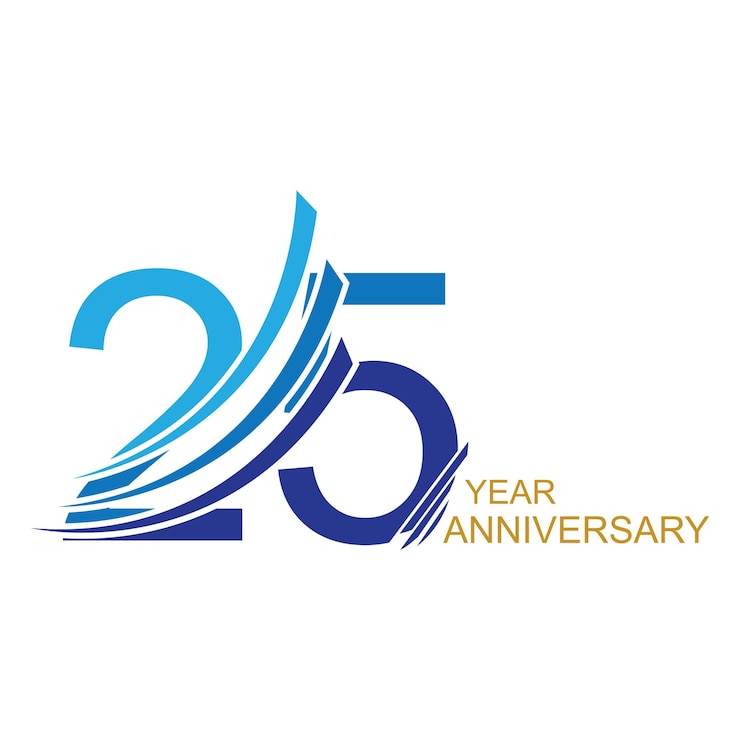Vector vector de logotipo de 25 años para negocios, bodas, saludos