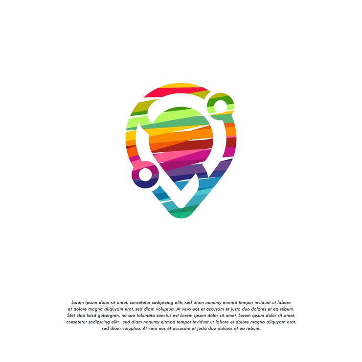 Vector vector de logotipo abstracto colorido point place, plantilla de diseños de logotipo de tech wire