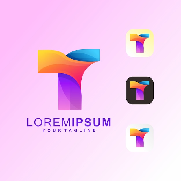 Vector vector de logotipo abstracto letra t premium