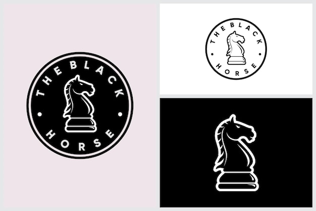 Vector de logotipo de ajedrez de caballo negro