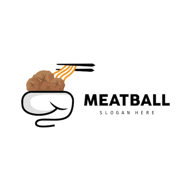 Vector de logotipo de albóndigas para puesto de comida Marca Comida rápida Diseño simple Icono Plantilla Ilustración