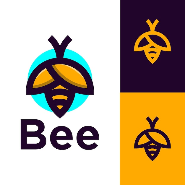 Vector de logotipo de animales de abeja de miel