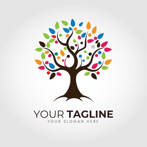 Vector del logotipo del árbol con el eslogan