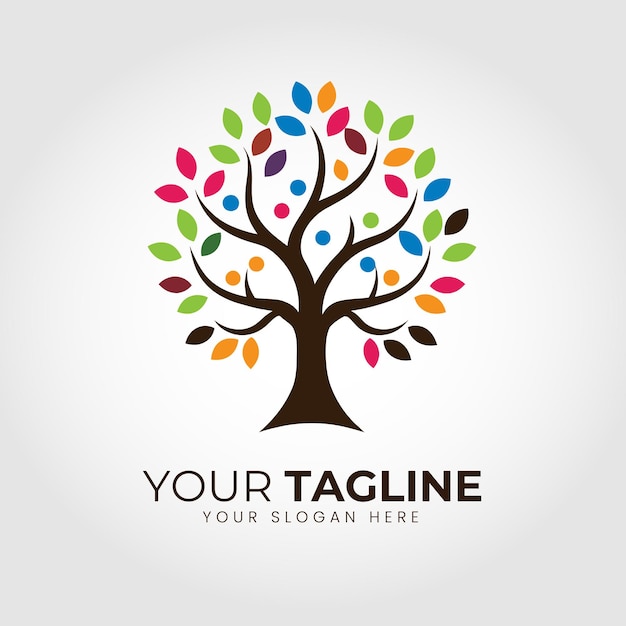Vector del logotipo del árbol con el eslogan