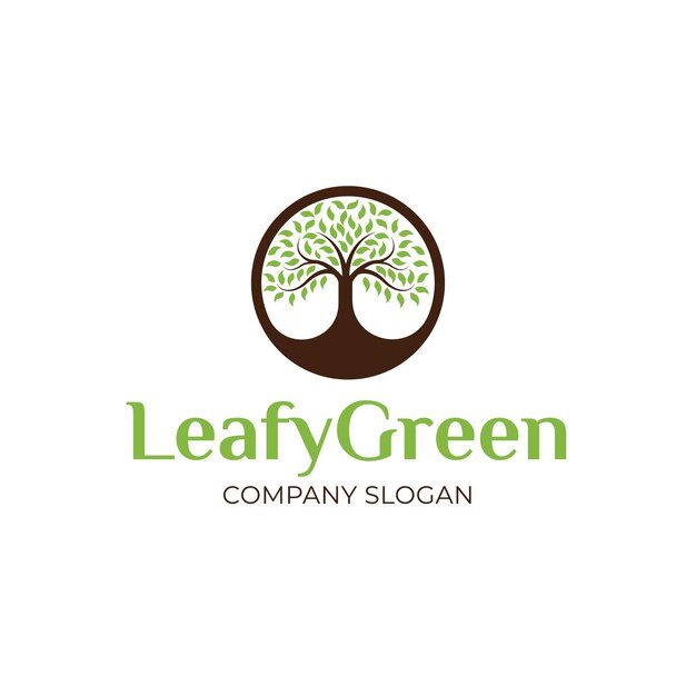 Vector logotipo de árbol verde de hojas