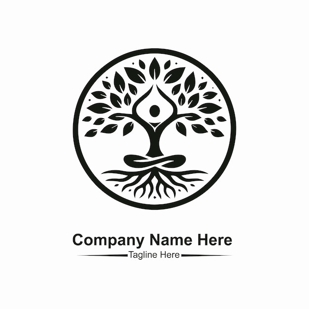 Vector del logotipo del árbol de yoga