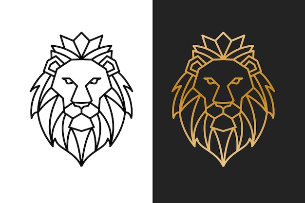 Vector de logotipo de arte de línea de león