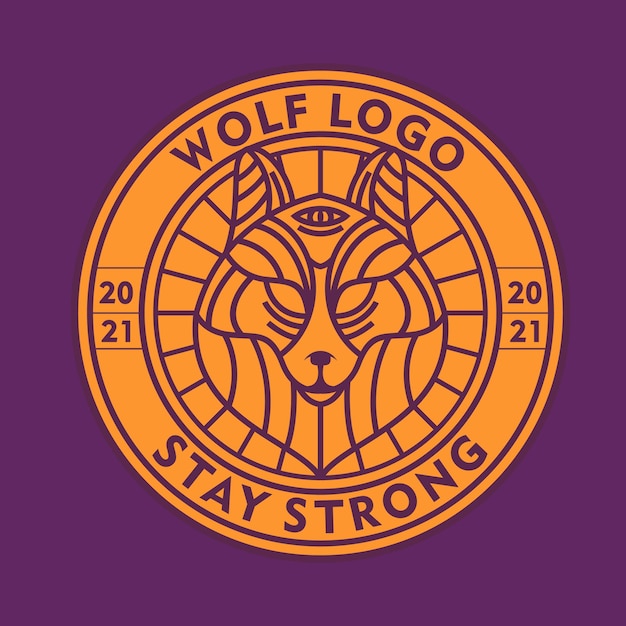 vector de logotipo de arte de línea de lobo