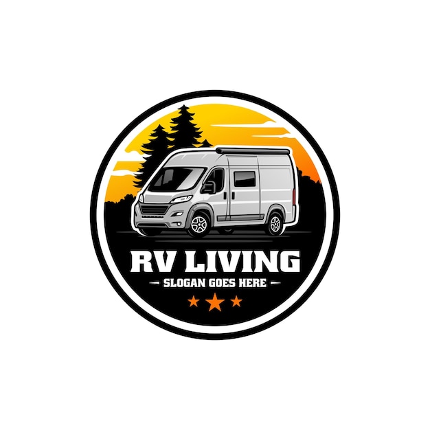 Vector vector de logotipo de autocaravana o autocaravana