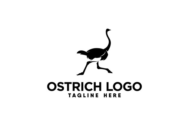 Vector de logotipo de avestruz con estilo de silueta moderno y limpio