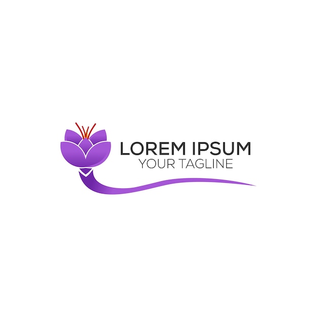 vector de logotipo de azafrán Flor diseño de logotipo púrpura simple