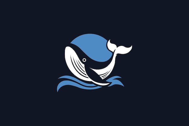 Vector del logotipo de la ballena saltando sobre las olas