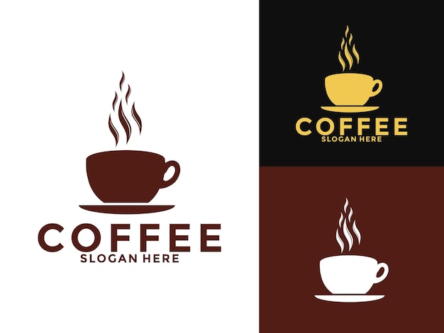 Vector del logotipo de la bebida de café caliente plantilla de diseño del logotipo del café