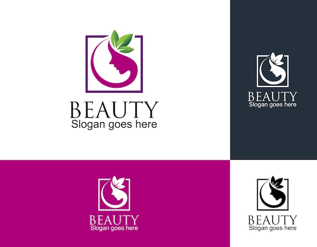 Vector de logotipo de belleza de lujo con hoja