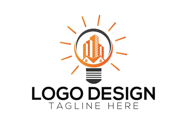 Vector de logotipo de bienes raíces de bombilla