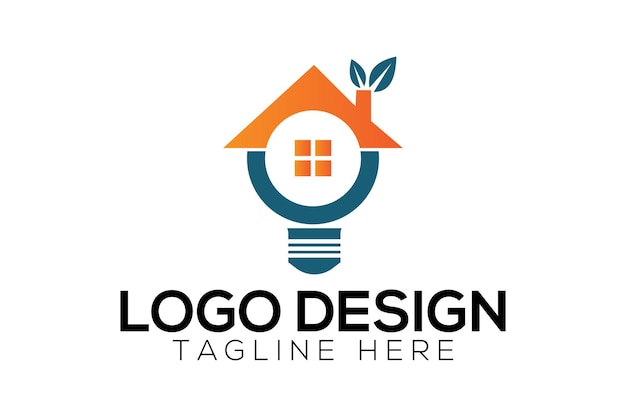 Vector de logotipo de bienes raíces de bombilla