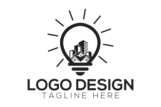 Vector de logotipo de bienes raíces de bulbo