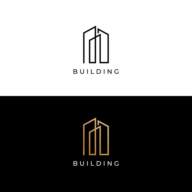 Vector de logotipo de bienes raíces de estilo lineal moderno