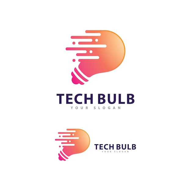 Vector de logotipo de bombilla de tecnología Concepto de diseño de logotipo de tecnología creativa