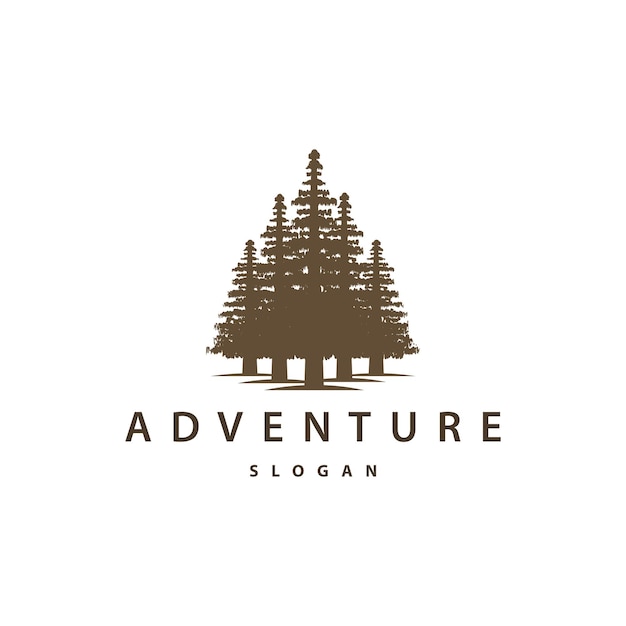 Vector de logotipo de bosque Madera de bosque con diseño de árboles de pino Ilustración de etiqueta de insignia inspiradora