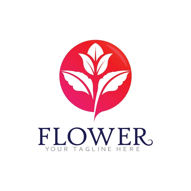 Vector de logotipo botánico de lujo con pétalos y hojas en flor