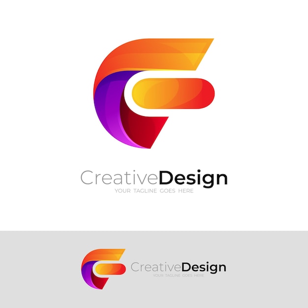 Vector del logotipo c, logotipo abstracto de la letra c y diseño colorido