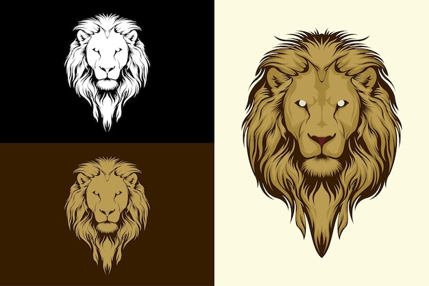 Vector del logotipo de la cabeza de león mascota del vector del elemento de la cabeza del león