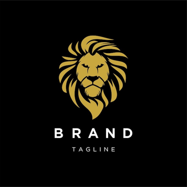 Vector de logotipo de cabeza de león de oro Vector de diseños de logotipo de león