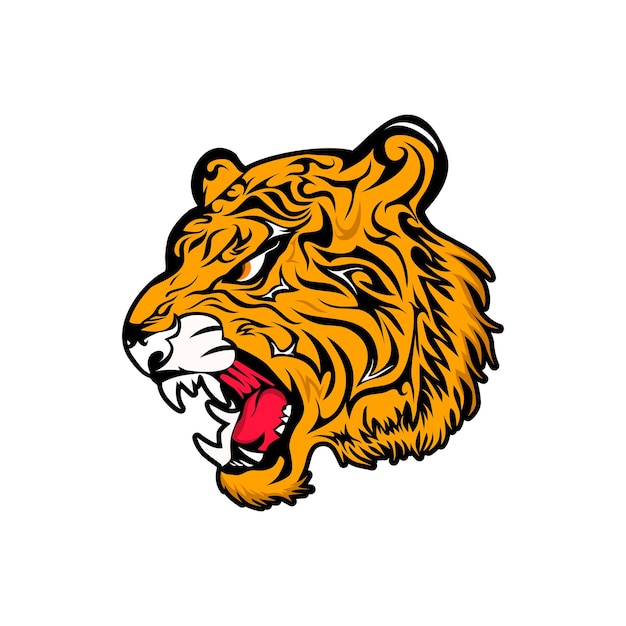 Vector de logotipo de cabeza de tigre enojado