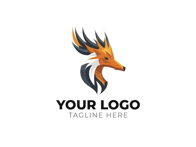 Vector de logotipo de cabeza de zorro ardiente para marca en negrita