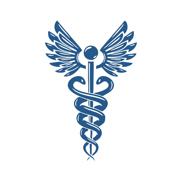 Vector de logotipo de caduceo para atención médica u hospital