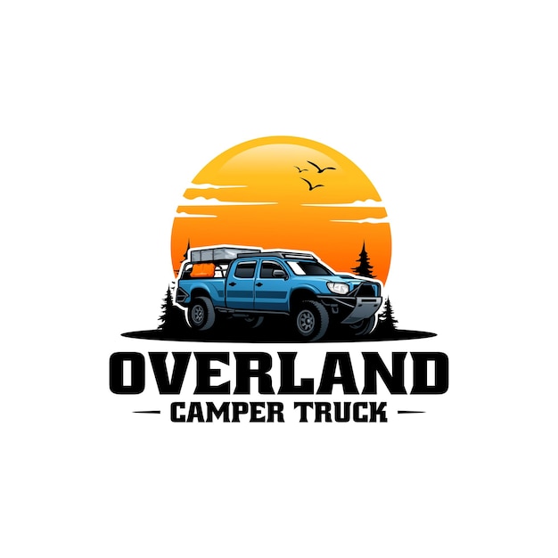 vector de logotipo de camión camper de recogida todoterreno