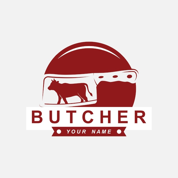 Vector de logotipo de carnicero con plantilla de eslogan