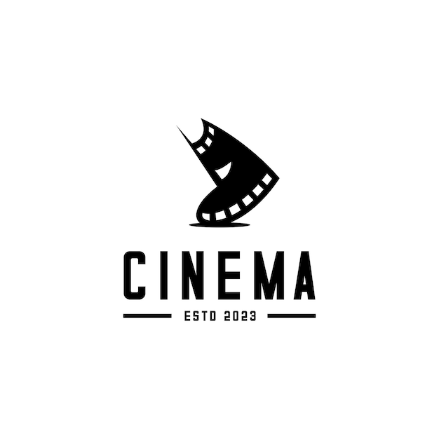vector de logotipo de carrete de cine curvo sobre fondo blanco