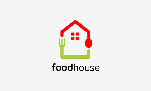Vector de logotipo de la casa de alimentos servicio de venta minorista tienda casa restaurante comer verduras frutas carne tienda de comestibles en línea orden inteligente
