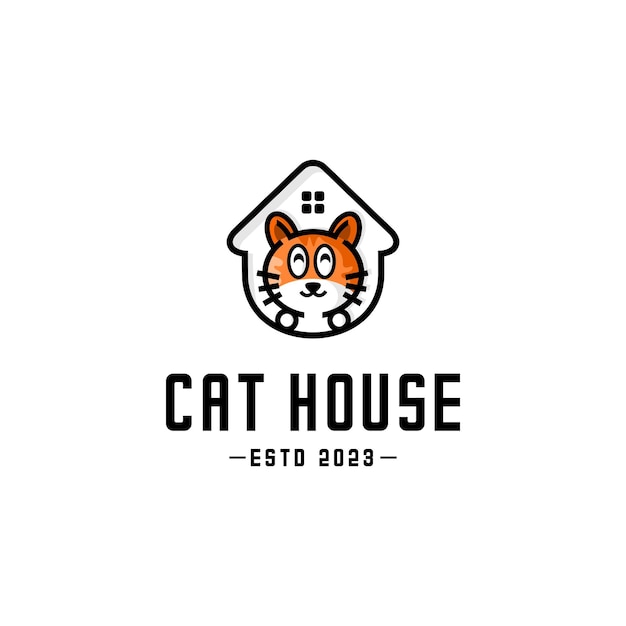 Vector vector del logotipo de la casa de los gatos