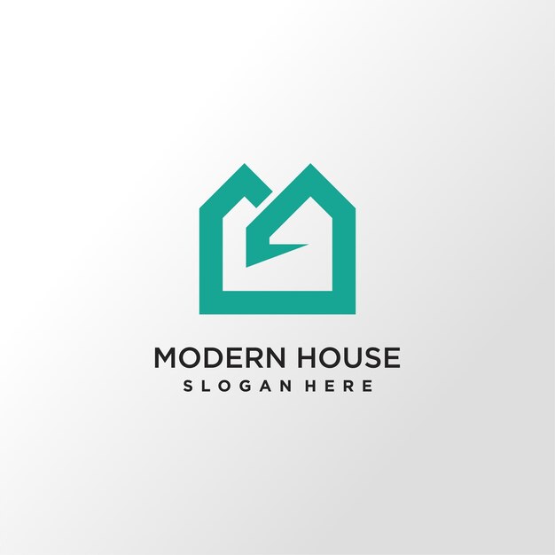 Vector de logotipo de casa moderna con diseño de concepto moderno creativo
