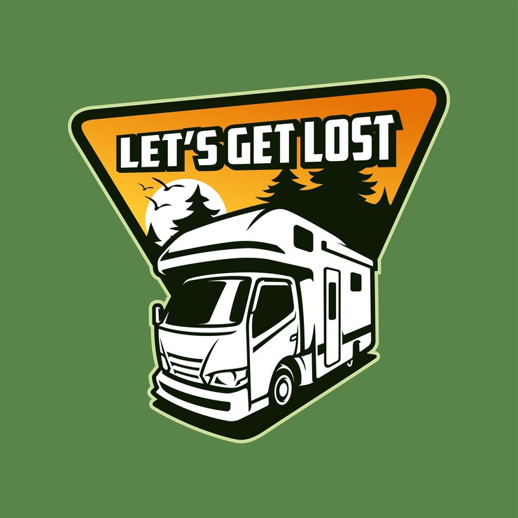 Vector vector de logotipo de casa rodante rv con estilo de emblema