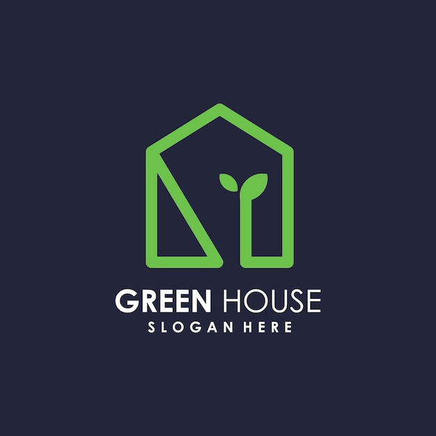 Vector del logotipo de la casa verde con un concepto moderno y simple