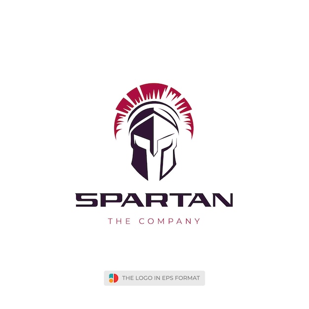 Vector vector del logotipo del casco espartano con plantilla de eslogan