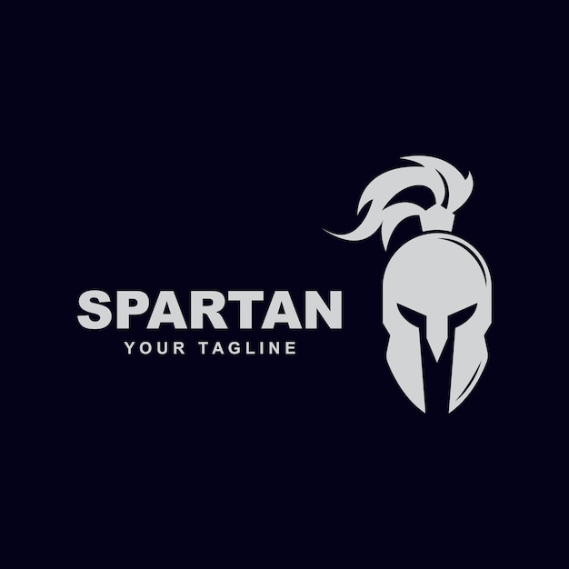 Vector del logotipo del casco espartano con plantilla de eslogan