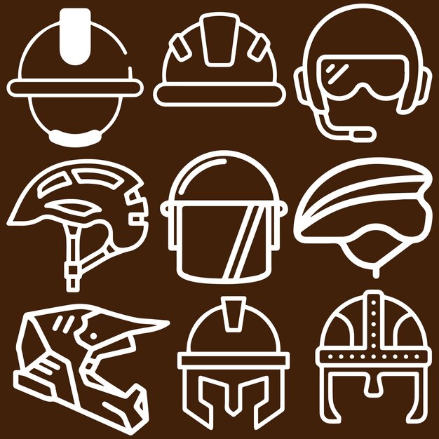 Vector del logotipo del casco o del conjunto de iconos