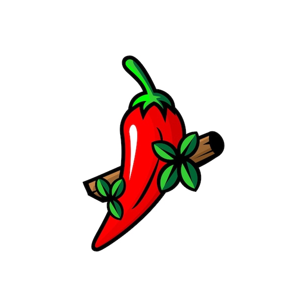 vector de logotipo de chile rojo en un palo