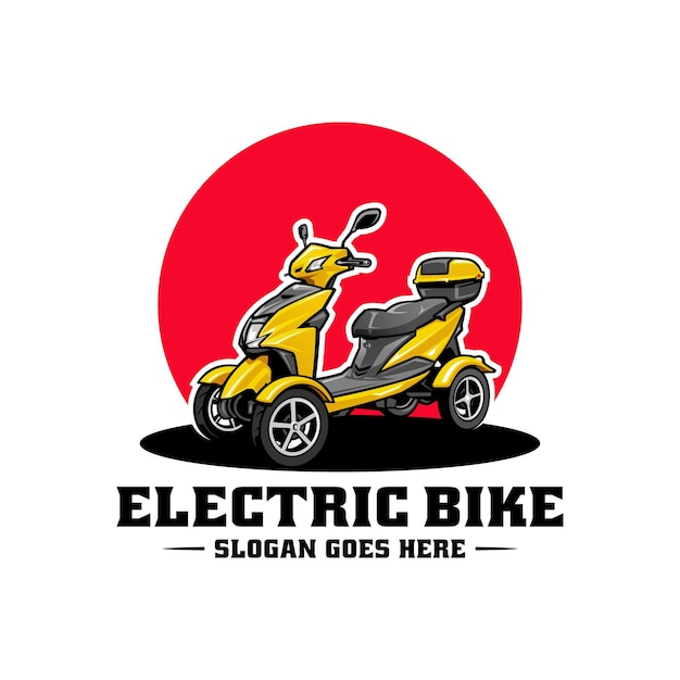 Vector de logotipo de ciclomotor de tres ruedas scooter eléctrico