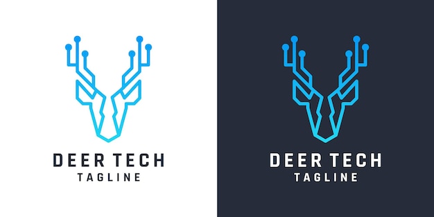 vector de logotipo de ciervo de tecnología avanzada