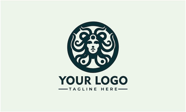 Vector del logotipo Circle Medusa Queen para la identidad empresarial